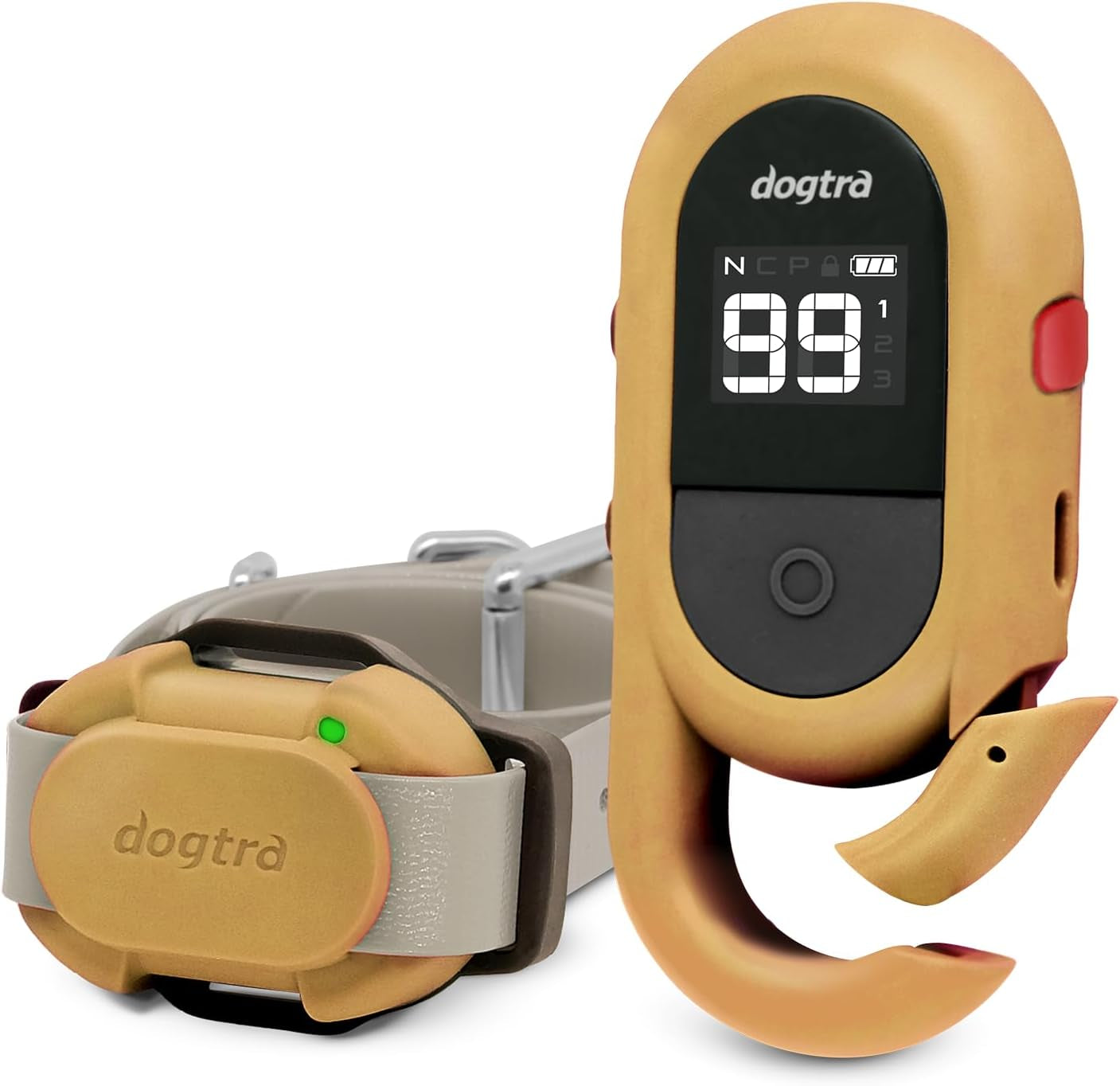 CUE Gen 2 Tan – Customizable E-Collar for Dogs Training Collar with Remote – Easy, Safe, Beginner-Friendly Design – 99 Levels, Vibration, Boost, Waterproof, Rechargeable, 400-Yard Range