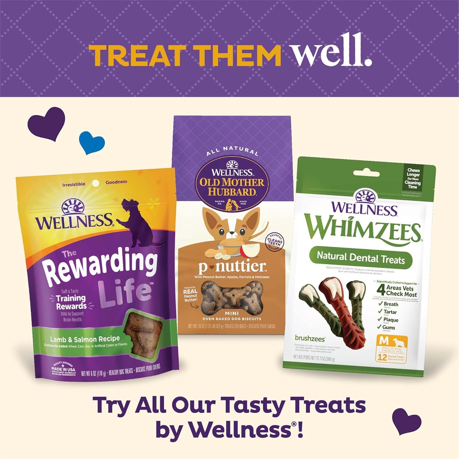 Wellness Original Mix Dog Biscuits, Natural, Training Treats, Four Flavors, Large Size, (3.5 Pound Bag)