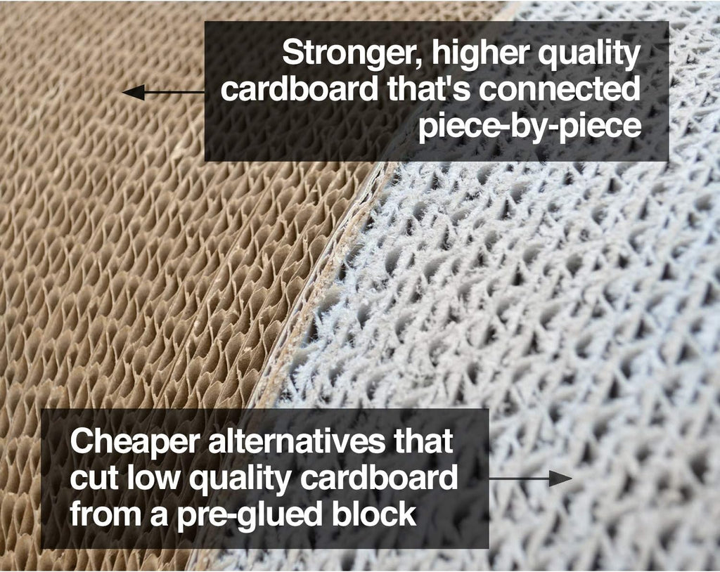 3-Sided Vertical Scratch Play & Perch Cat Scratching Post, 18" X 10.5" X 15.9", Multiple Angle Cat Scratching Pad; 6 Usable Sides, 100% Recyclable Cardboard Lounge