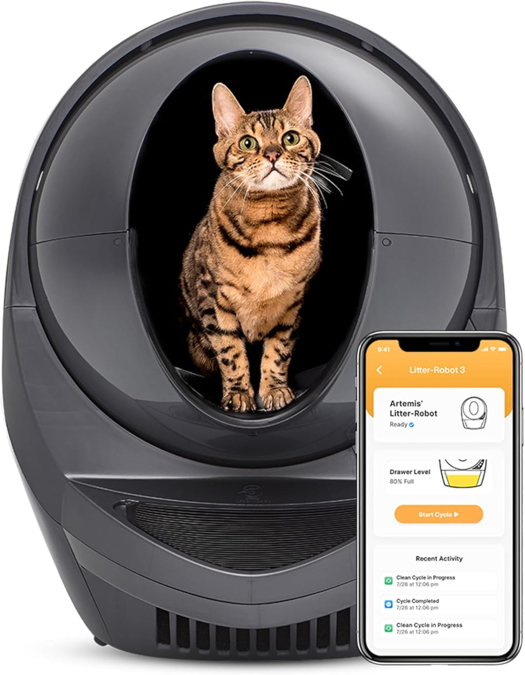 Litter-Robot 3 Connect by , Grey - Automatic, Self-Cleaning Cat Litter Box, Helps Reduce Litter Box Odors, Works with Almost Any Clumping Litter, care 1-Year Warranty
