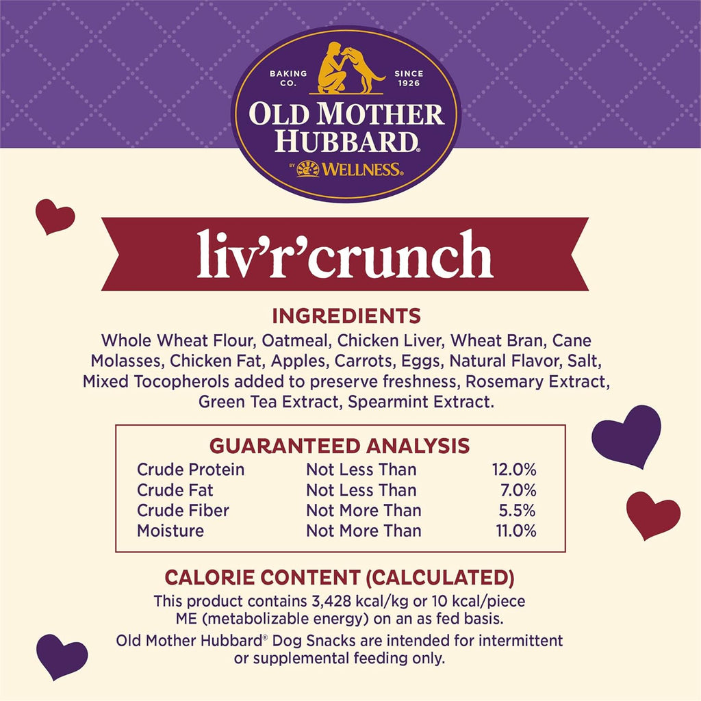 Wellness Liv'R'Crunch Dog Biscuits, Natural, Training Treats, Chicken Liver, Oats, Apples, Carrots, & Eggs Flavor, Mini Size, (20 Ounce Bag)