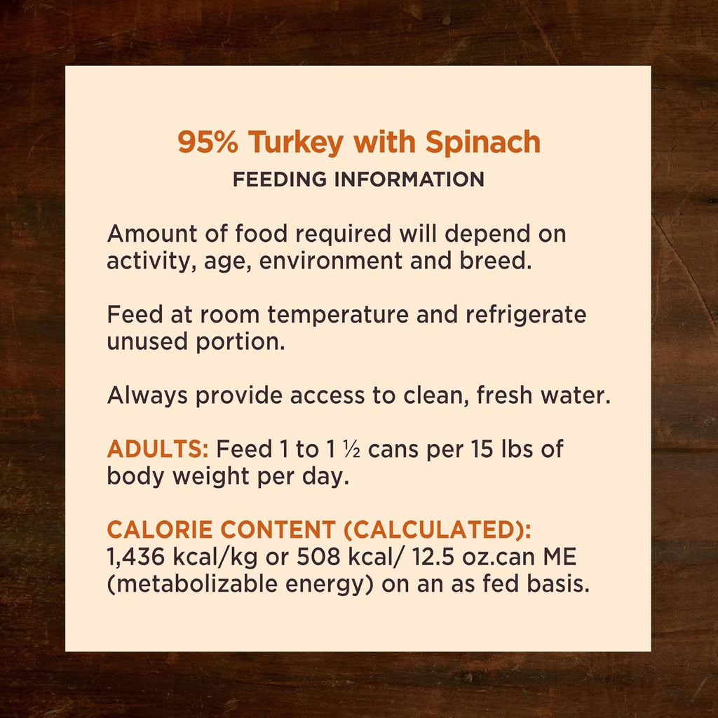 CORE 95% Natural Wet Grain Free Canned Dog Food, Turkey & Spinach,12.5-Ounce Can (Pack of 12)