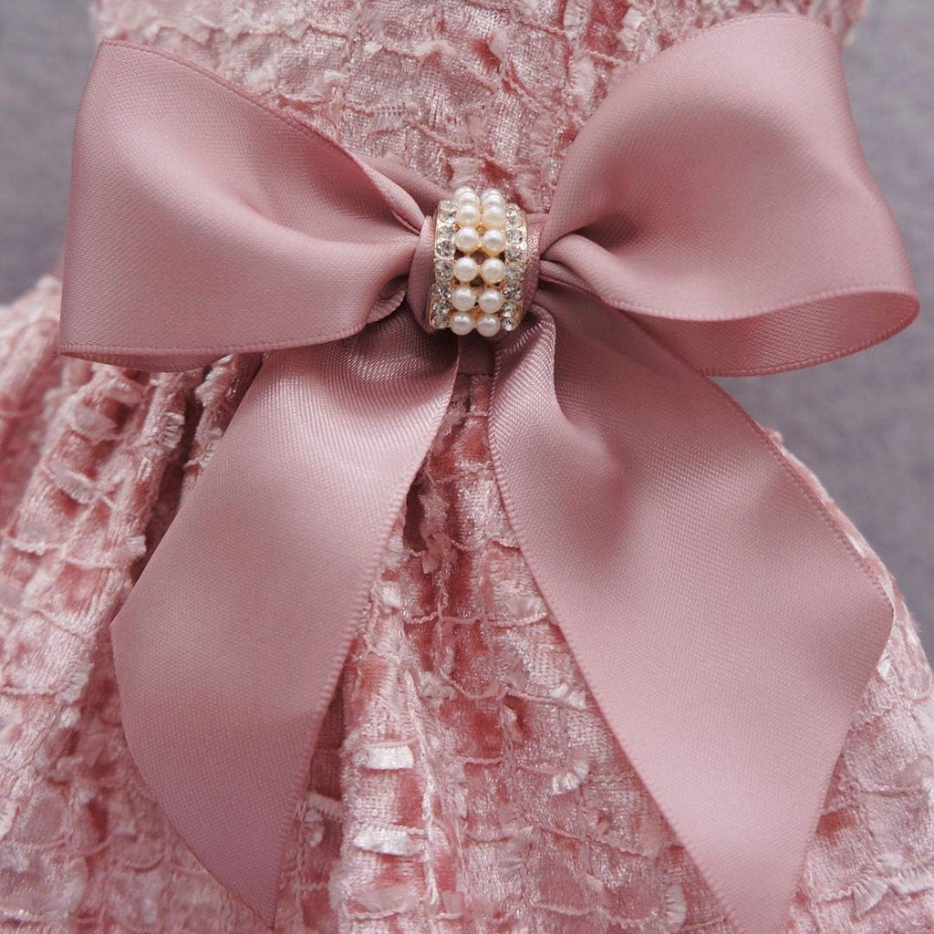 Embroidery Dog Dresses Pet Clothes Prom Dress Cat Party Gown Pink Large