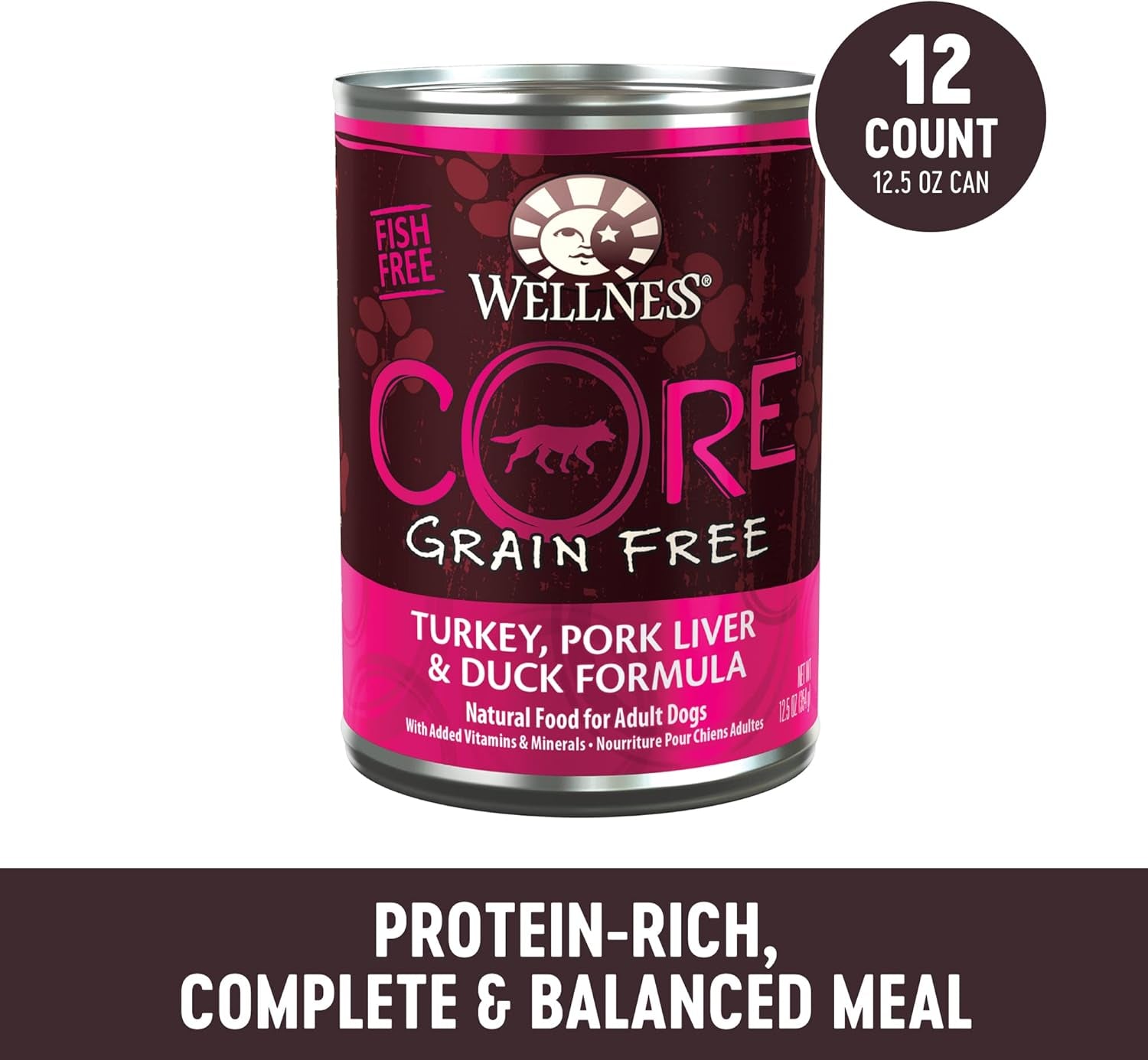 CORE Natural Wet Grain Free Canned Dog Food, Turkey, Pork & Duck, 12.5-Ounce Can (Pack of 12)