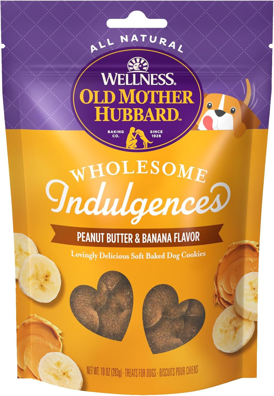 Wellness Wholesome Indulgences Dog Biscuits, Natural, Dog Treats, Peanut Butter & Banana Flavor, (10 Ounce Bag)