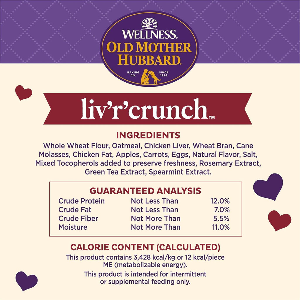 Wellness Liv'R'Crunch Dog Biscuits, Natural, Training Treats, Chicken Liver, Oats, Apples, Carrots, & Eggs Flavor, Mini Size, (20 Ounce Bag)