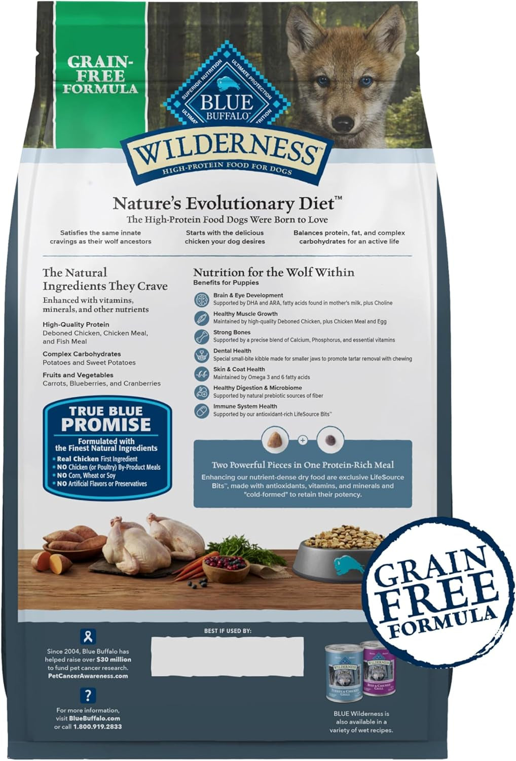 Wilderness Puppy High-Protein Dry Dog Food with Real Chicken, Grain-Free, Made in the USA with Natural Ingredients, Chicken, 24-Lb Bag