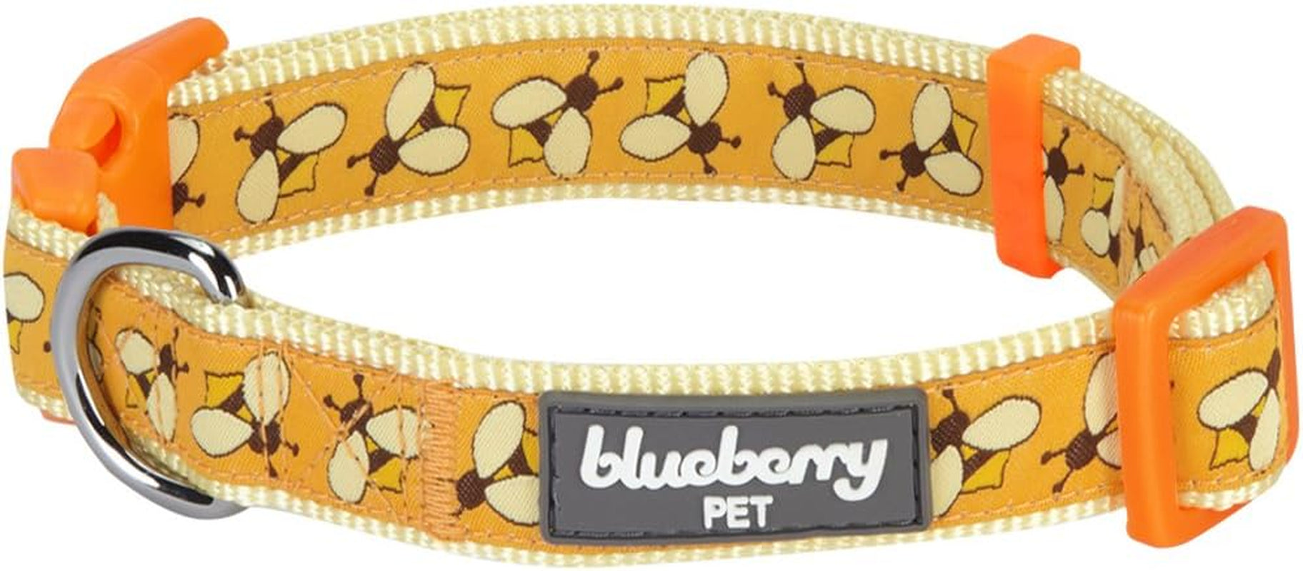 Essentials 10 Patterns Statement Busy Bees Designer Adjustable Dog Collar, Medium, Neck 14.5"-20"