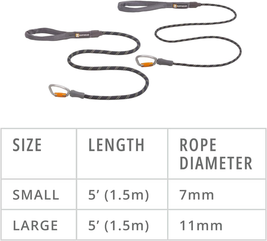 , Knot‑A‑Leash, Climbing‑Inspired Rope Leash, 5 Ft Reflective Rope, Secure Auto‑Locking Swivel Carabiner, Tubular Handle, Accessory Loop for Pick‑Up Bags, Obsidian Black, Small