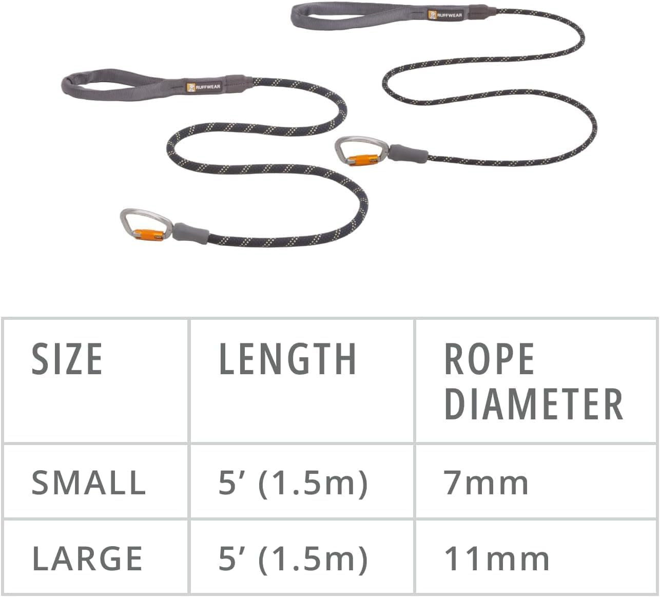 , Knot‑A‑Leash, Climbing‑Inspired Rope Leash, 5 Ft Reflective Rope, Secure Auto‑Locking Swivel Carabiner, Tubular Handle, Accessory Loop for Pick‑Up Bags, Obsidian Black, Small