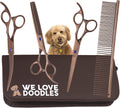 Dog Grooming Scissors Kit - Best Tools for Goldendoodles, Poodles & Doodles - Straight, Curved & Thinning Shears - Golden Doodle Grooming Kit - Professional Grade Steel, 4 Pc Set []