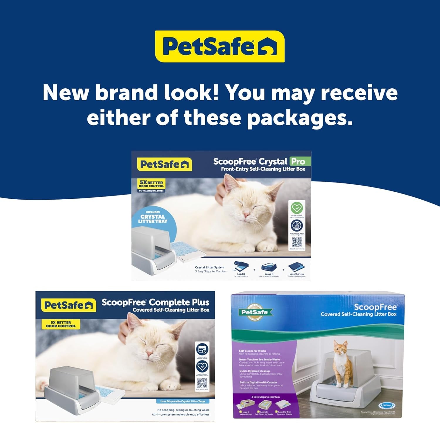 Legacy Scoopfree Crystal Pro Self-Cleaning Automatic Cat Litter Box - Front-Entry Motion-Sensing Cat Box with Integrated Health Counter - Includes 1 Disposable Crystal Litter Tray