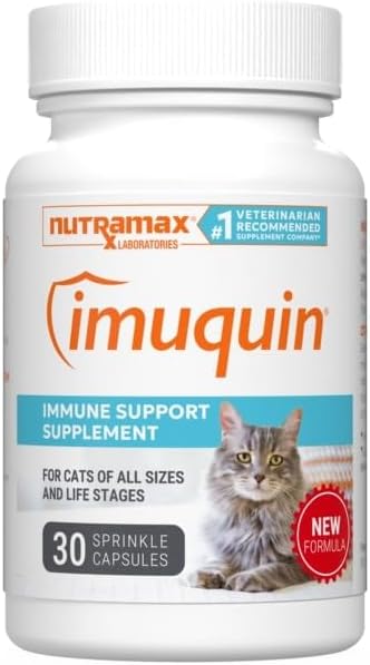 Imuquin Immune Health Supplement Powder for Cats, with Beta Glucans, with Astaxanthin, 30 Sprinkle Capsules