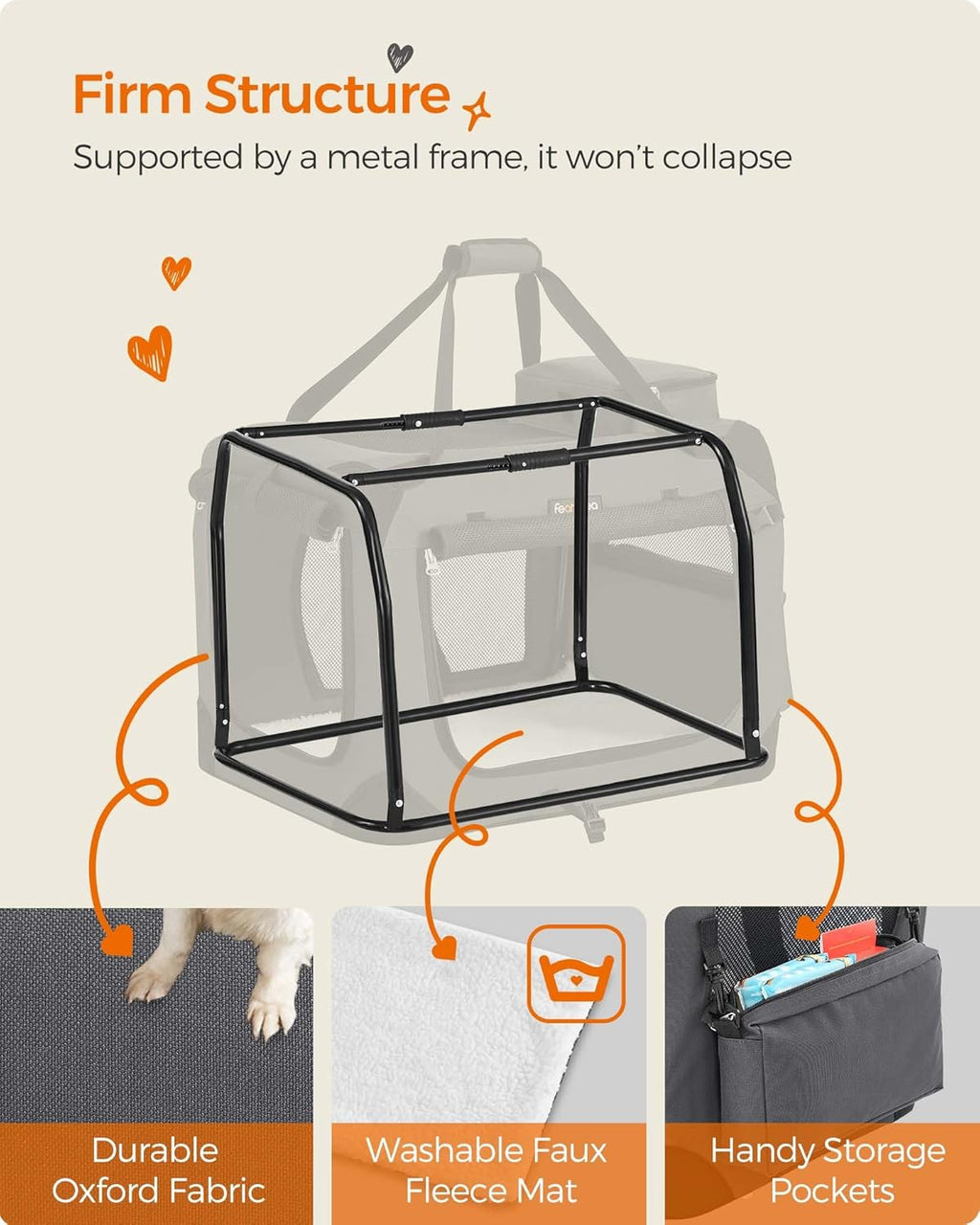 24 Inches Collapsible Soft Dog Crate, Portable Travel Dog Crate for Indoor and Outdoor Use, Dog Carrier Kennel with Safety Zippers, for Living Room, Car, Travelling, Camping, Gray UPDC60GY