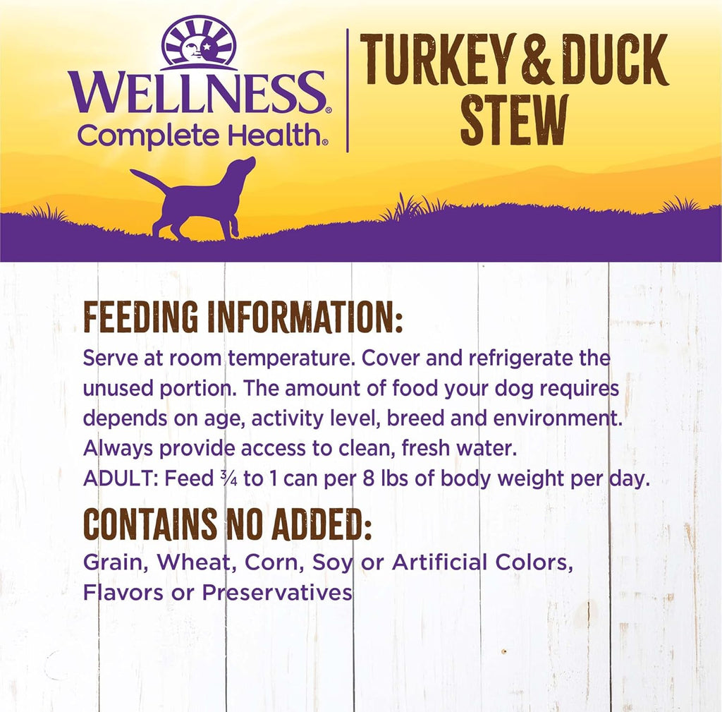 Complete Health Thick & Chunky Natural Grain Free Canned Wet Dog Food, Turkey & Duck Stew, 12.5-Ounce Can (Pack of 12)