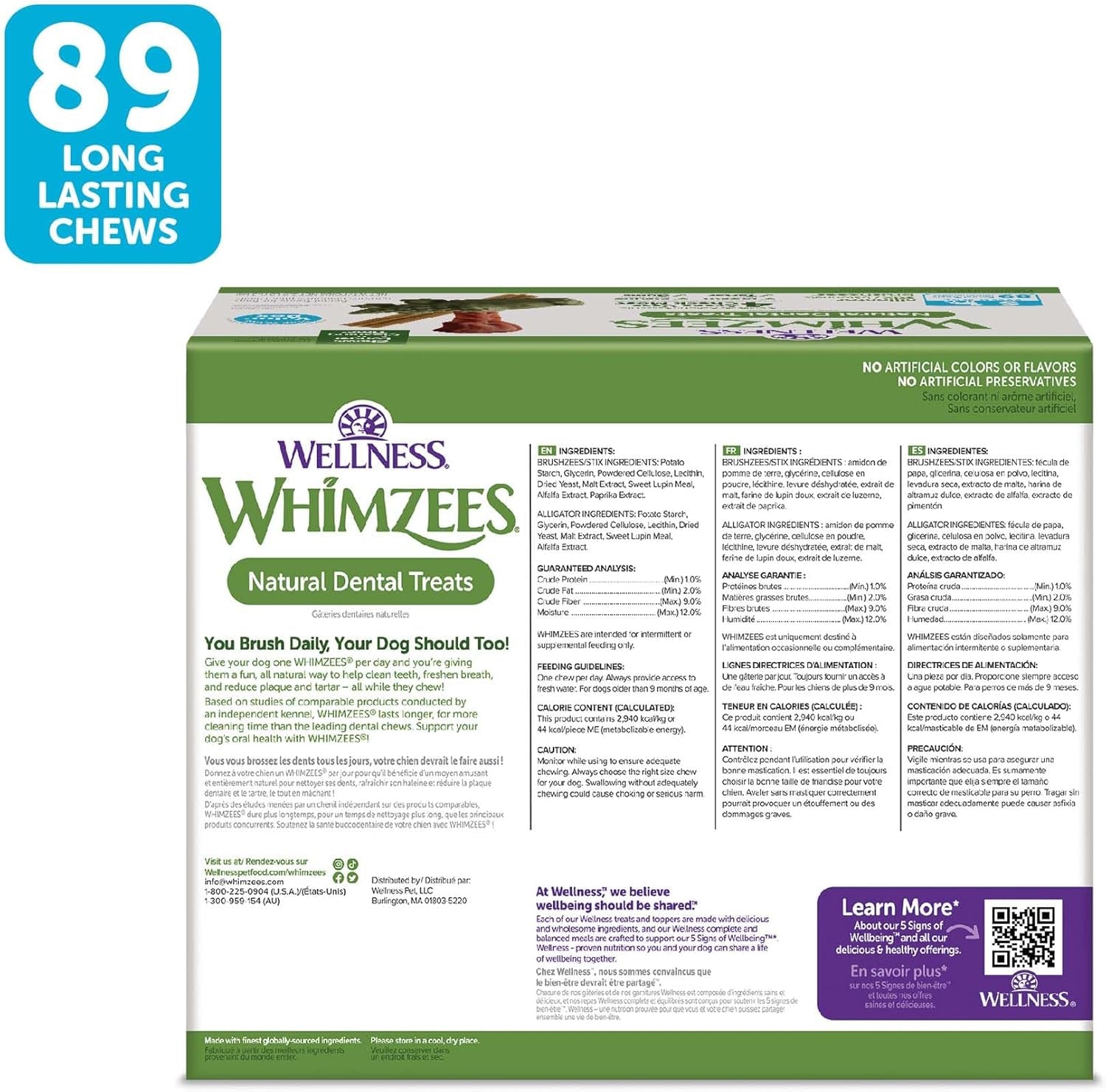 Wellness Value Box Dog Dental Treats, Natural Chews, Small Size, (89 Count)