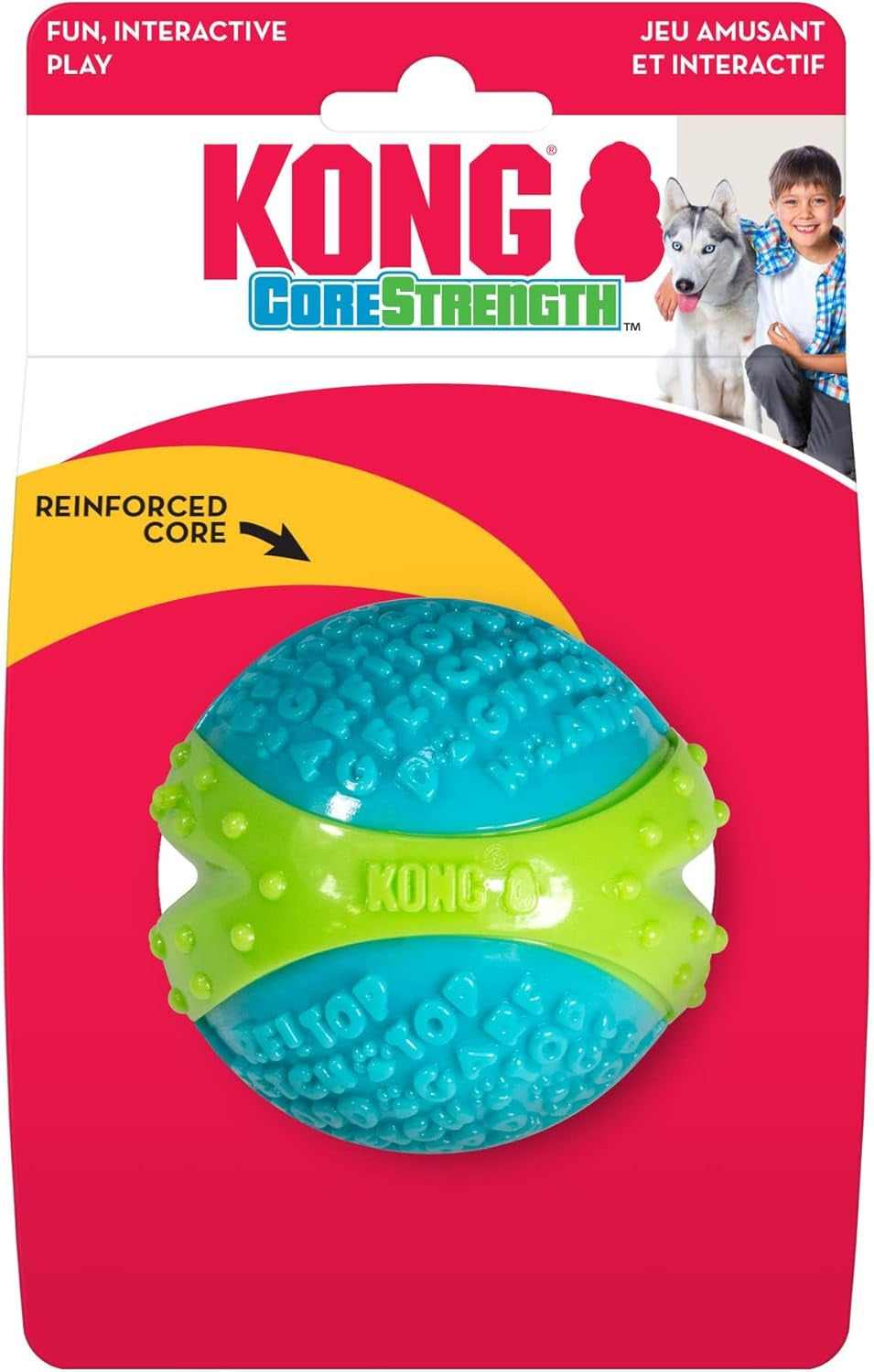 Corestrength Ball - Dog Dental Chew Toy - Durable, Multi-Layered Dog Toy for Enrichment Play & Dental Care - with Textured Body for Teeth Cleaning - for Large Dogs