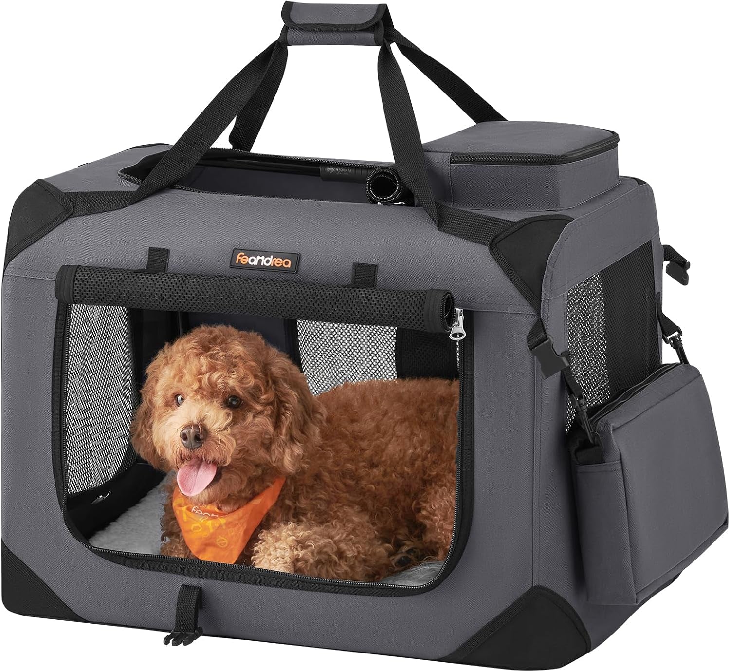 24 Inches Collapsible Soft Dog Crate, Portable Travel Dog Crate for Indoor and Outdoor Use, Dog Carrier Kennel with Safety Zippers, for Living Room, Car, Travelling, Camping, Gray UPDC60GY
