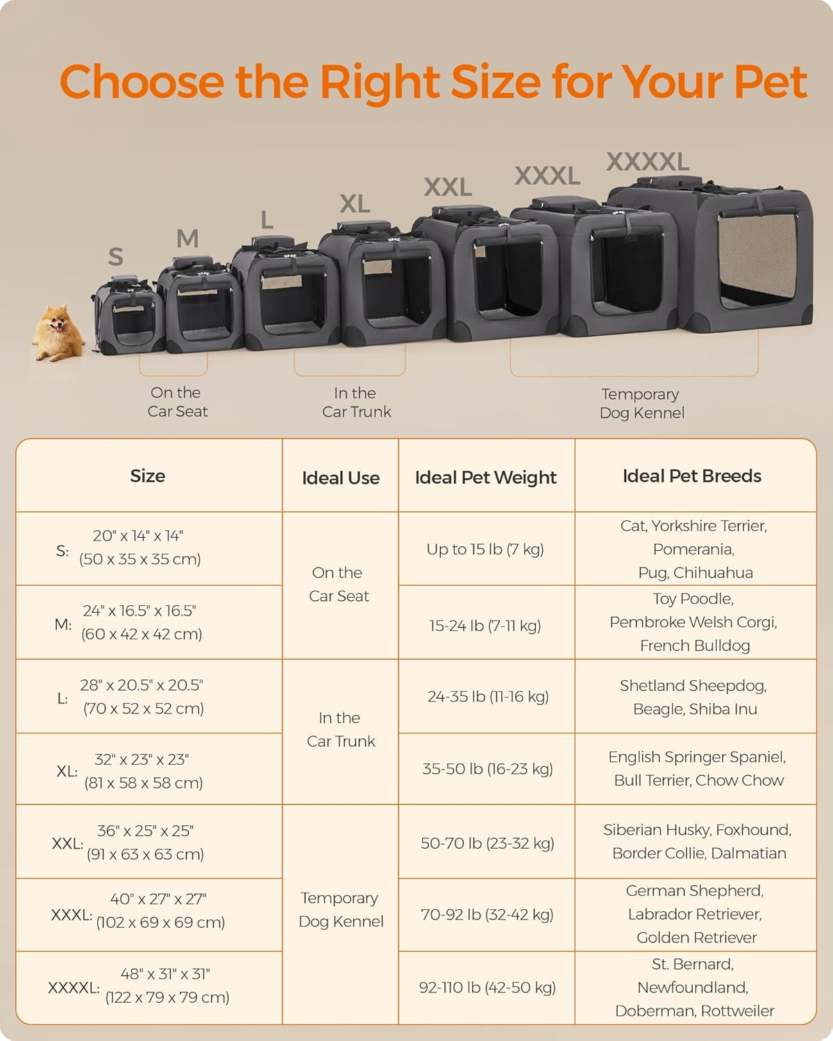 24 Inches Collapsible Soft Dog Crate, Portable Travel Dog Crate for Indoor and Outdoor Use, Dog Carrier Kennel with Safety Zippers, for Living Room, Car, Travelling, Camping, Gray UPDC60GY