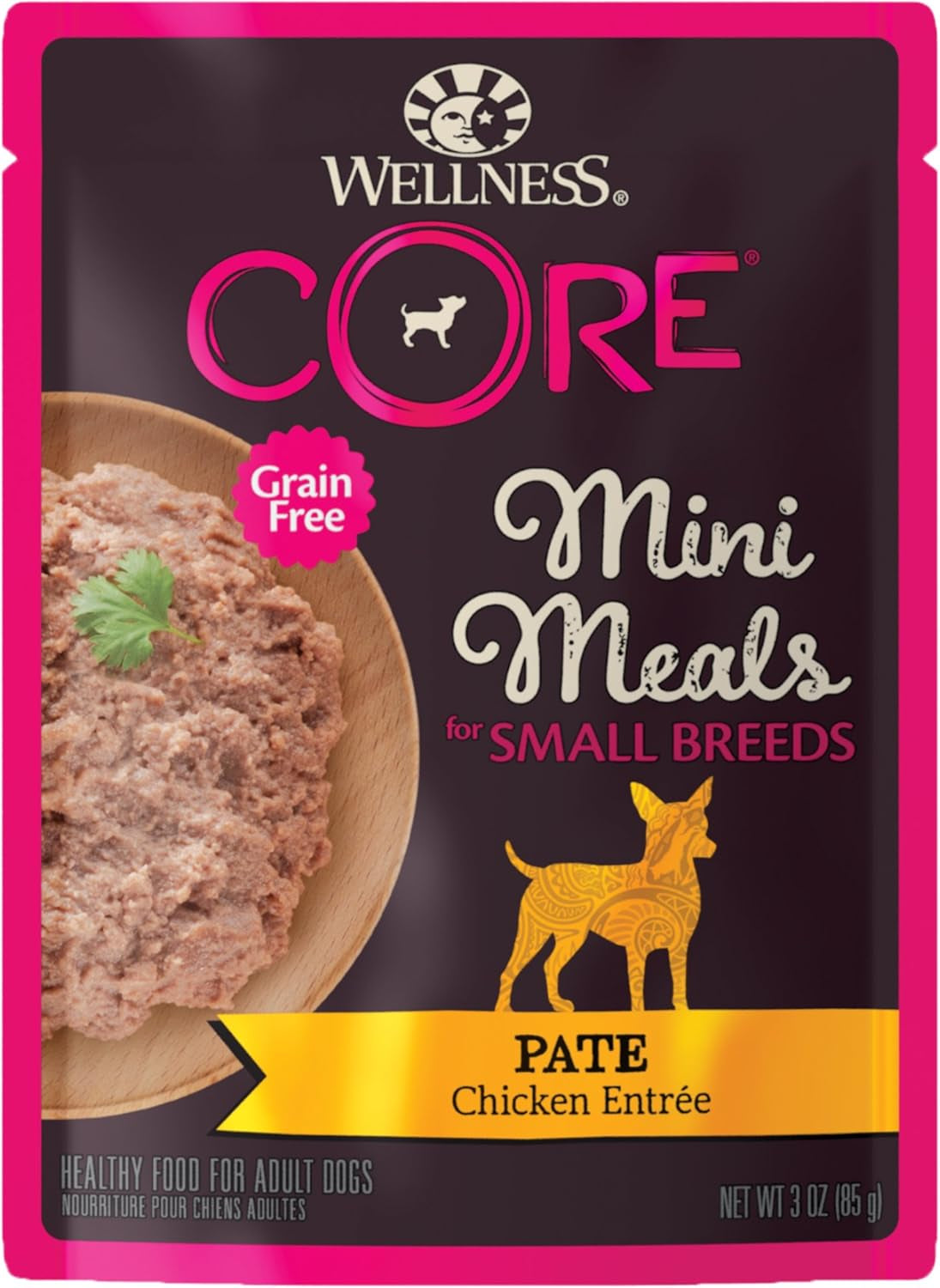 CORE Natural Grain Free Small Breed Mini Meals Wet Dog Food, Pate Chicken Entrée, 3-Ounce Pouch (Pack of 12)