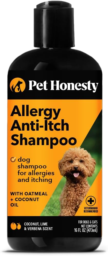 Dog Allergy Relief Seasonal Itch Relief Shampoo for Dogs and Cats - Dog Skin and Coat Supplement, Itch Support for Dogs, Moisturizing and Hydrating Coconut Oil + Vitamin E (16 Oz)