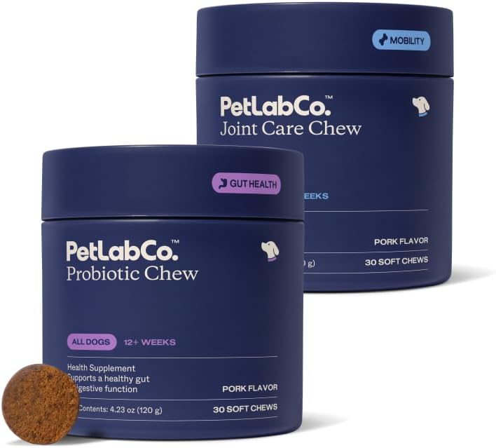 – Mobility & Gut Health Bundle: Dog Probiotic for Gut Health, Healthy Yeast Production, & Seasonal Allergies 30 Count & Joint Supplement for Dogs Supporting Mobility & Occasional Stiffness