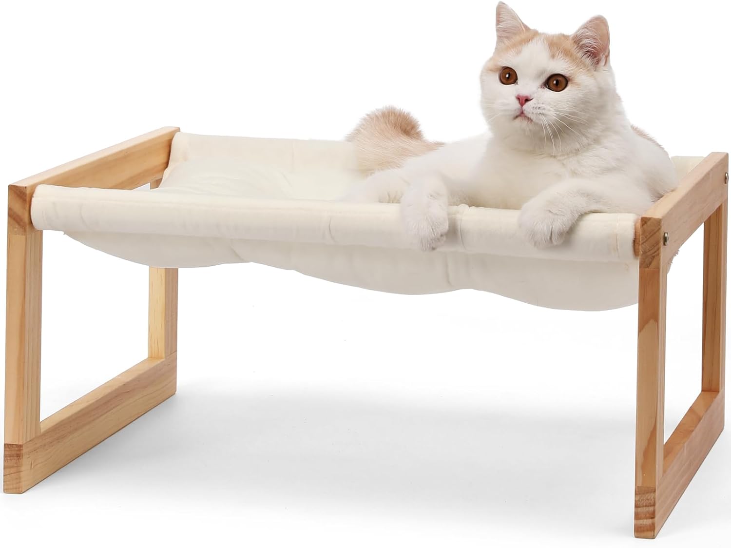 Dog Bed, Large Breathable Elevated Cat Hammock, Wooden Cat Beds for Outdoor and Indoor, 21 Inch Raised Pet Beds Suitable for Cats, Puppy, Bunny and Small Animal