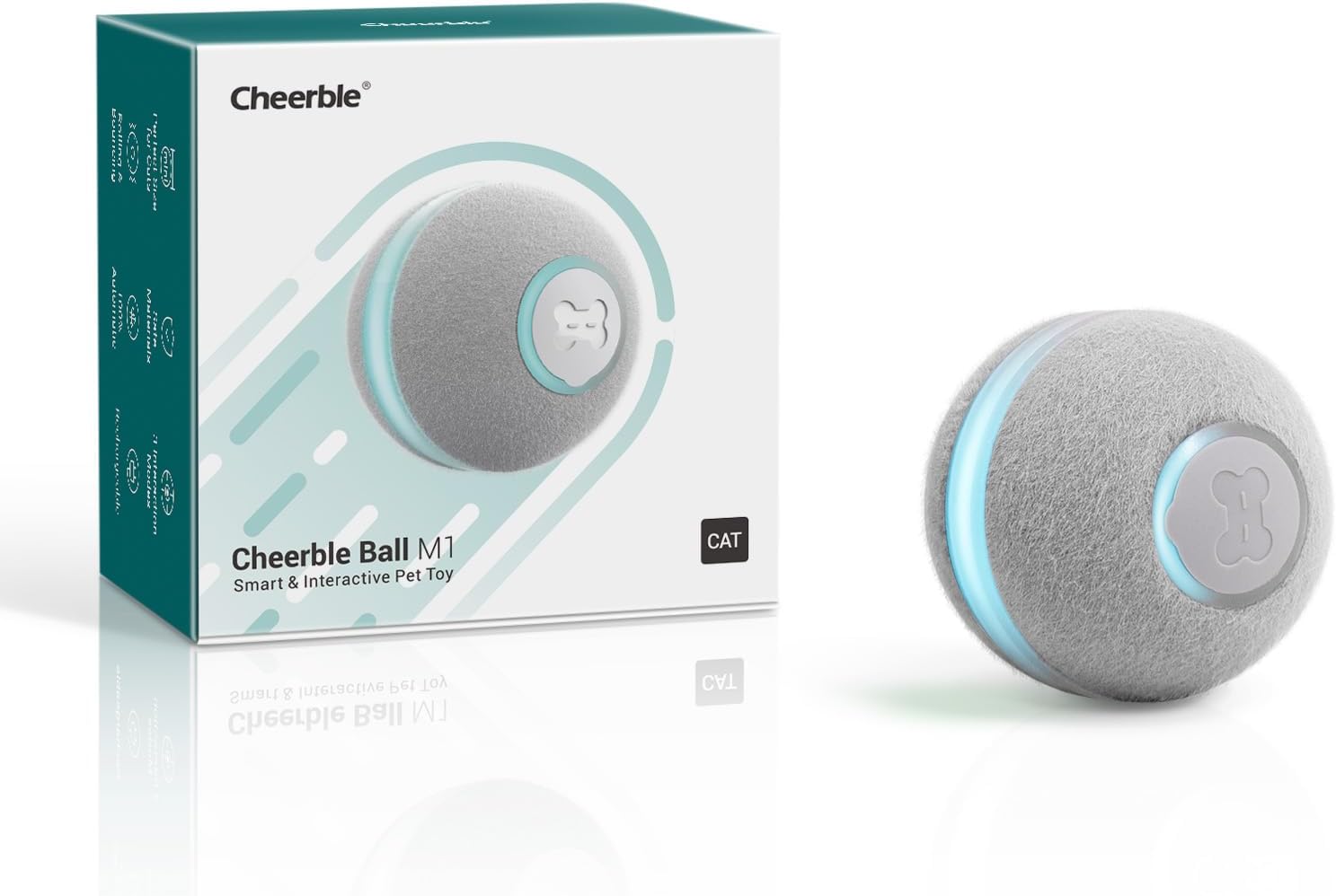 Interactive Cat Ball Toy, Automatic Moving Ball Puzzle Toy for Indoor Cat Kitten, Smart Anti-Depression Pet Toy Fun Gift with Light (Green)