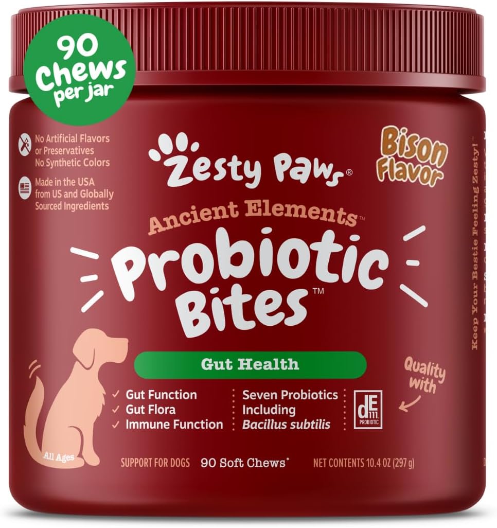 Probiotics for Dogs - Digestive Enzymes for Gut Flora, Digestive Health, Diarrhea & Bowel Support - Clinically Studied DE111 - Dog Supplement Soft Chew for Pet Immune System - Pumpkin