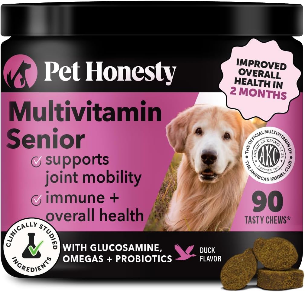 Multivitamin Dog Supplement, Glucosamine Chondroitin for Dogs, Probiotics, Omega Fish Oil, Dog Supplements & Vitamins, Vitamins for Skin and Coat Allergies (Chicken 90 Ct)