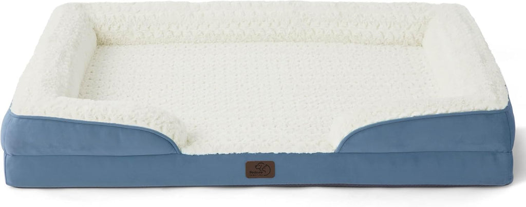 XL Orthopedic Dog Bed for Extra Large Dogs - Washable Xlarge Dog Cat Bed Waterproof, Comfort Dogs Couch Sofa with Washable Removable Cover, Pet Bed with Nonskid Bottom, Plush-Faded Denim, 42"