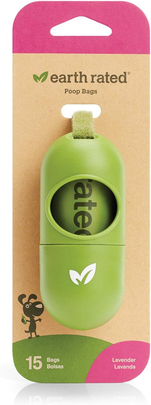 Dog Poop Bags Dispenser, Dog Poop Bag Holder Includes 1 Roll of 15 Lavender-Scented Poop Bags (DISPGREEN)