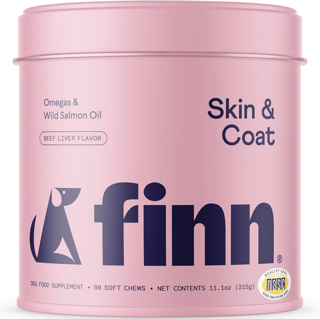 Skin & Coat Salmon Oil Supplement for Dogs | Supports a Thick & Shiny Coat | Fish Oil from Wild Alaskan Salmon, Omega-3S, EPA & DHA, Biotin, & Zinc | 90 Soft Chews