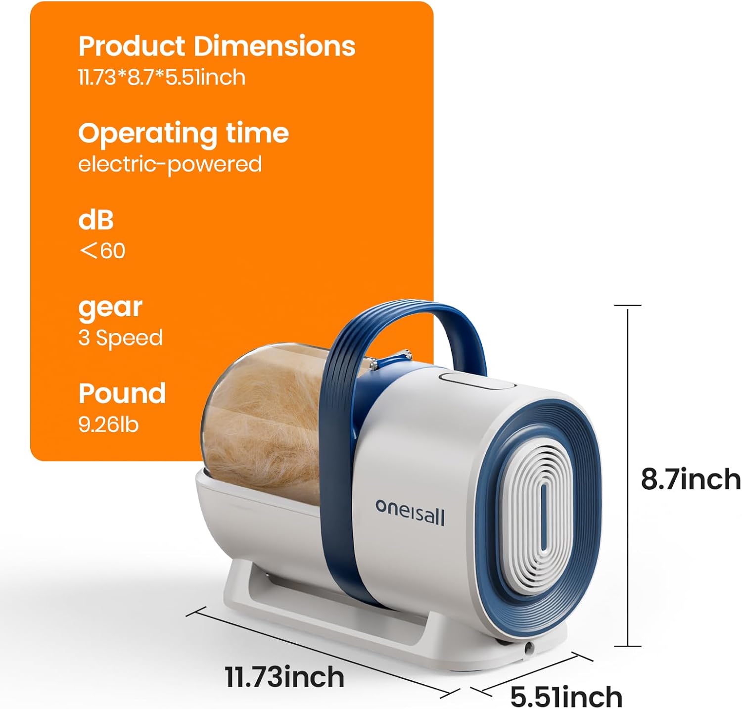 Dog Grooming Vacuum, Pet Grooming Vacuum with Clipper Nail Grinder, 1.5L Dust Cup Dog Deshedding Vacuum Brush with 7 Pet Grooming Tools for Shedding Pet Hair, Home Cleaning(Blue)