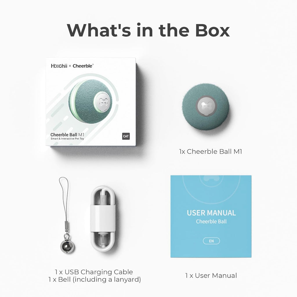 Interactive Cat Ball Toy, Automatic Moving Ball Puzzle Toy for Indoor Cat Kitten, Smart Anti-Depression Pet Toy Fun Gift with Light (Green)