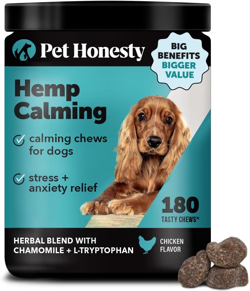 Natural Hemp Calming Chews for Dogs Maximum Strength - Hemp & Melatonin for Occasional Anxiousness - Calming Aid Supplement with Valerian Root - Stress, Separation & Thunder Support - (Duck 90 Ct)