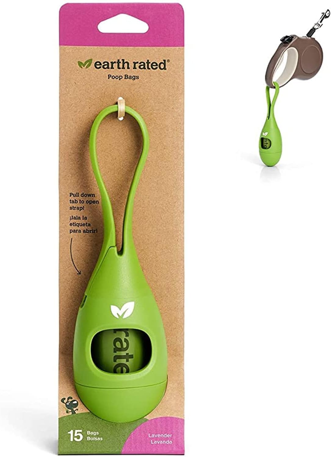 Dog Poop Bag Holder with Dog Poop Bags, Durable and Guaranteed Leakproof, Lavender Scented, 1 Dispenser and 15 Bags