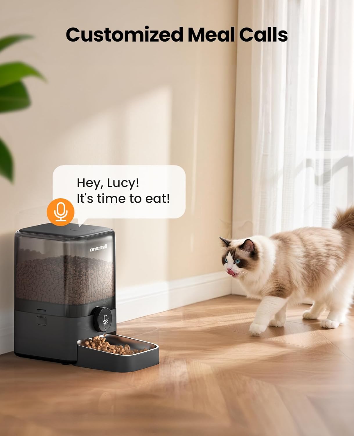 Cordless Wifi Automatic Cat Feeder, Rechargeable 100-Day Battery Operated Pet Feeder, 20 Cups/5L Timed Cat Food Dispenser for Large Kibble, Smart App Control (Black)