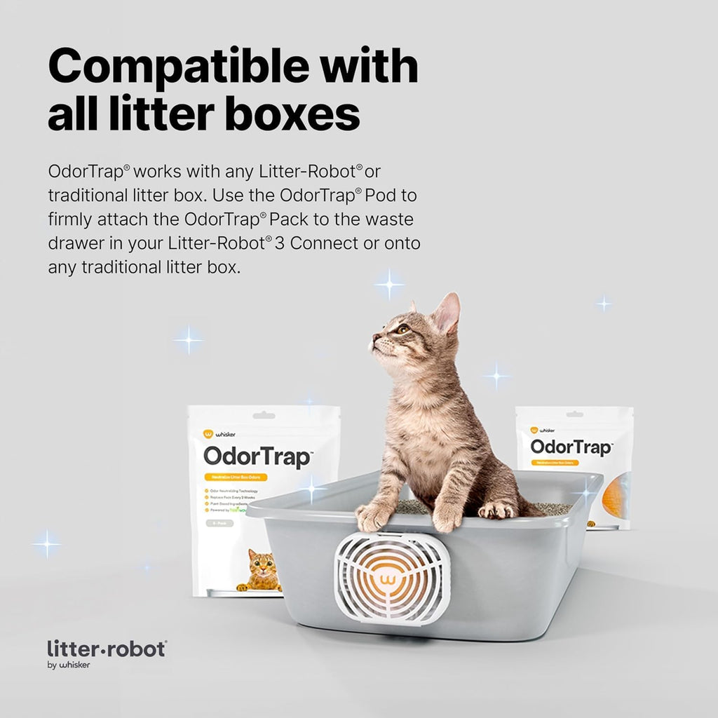 Odortrap Pack Refills by , 6 Pack Refill for Odortrap Pod (Pod Not Included), Eliminates Litter Box Odors, Compatible Traditional Litter Boxes, 8.96 Fl Oz