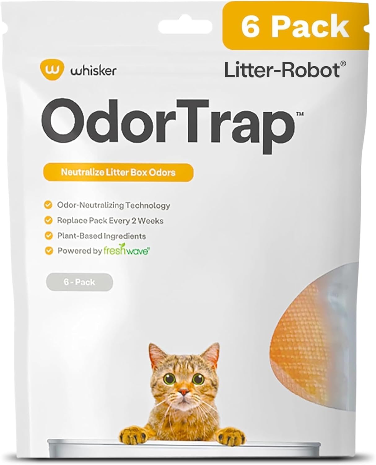 Odortrap Pack Refills by , 6 Pack Refill for Odortrap Pod (Pod Not Included), Eliminates Litter Box Odors, Compatible Traditional Litter Boxes, 8.96 Fl Oz