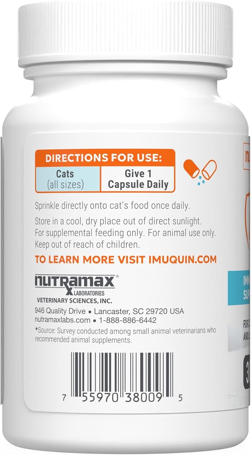 Imuquin Immune Health Supplement Powder for Cats, with Beta Glucans, with Astaxanthin, 30 Sprinkle Capsules