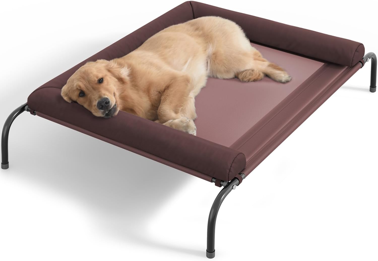 Cooling Elevated Dog Bed for Large Dogs, Portable Indoor & Outdoor Raised Dog Bed with Breathable Mesh, Chew Proof Pet Hammock Cots with Removable and Waterproof Bolsters