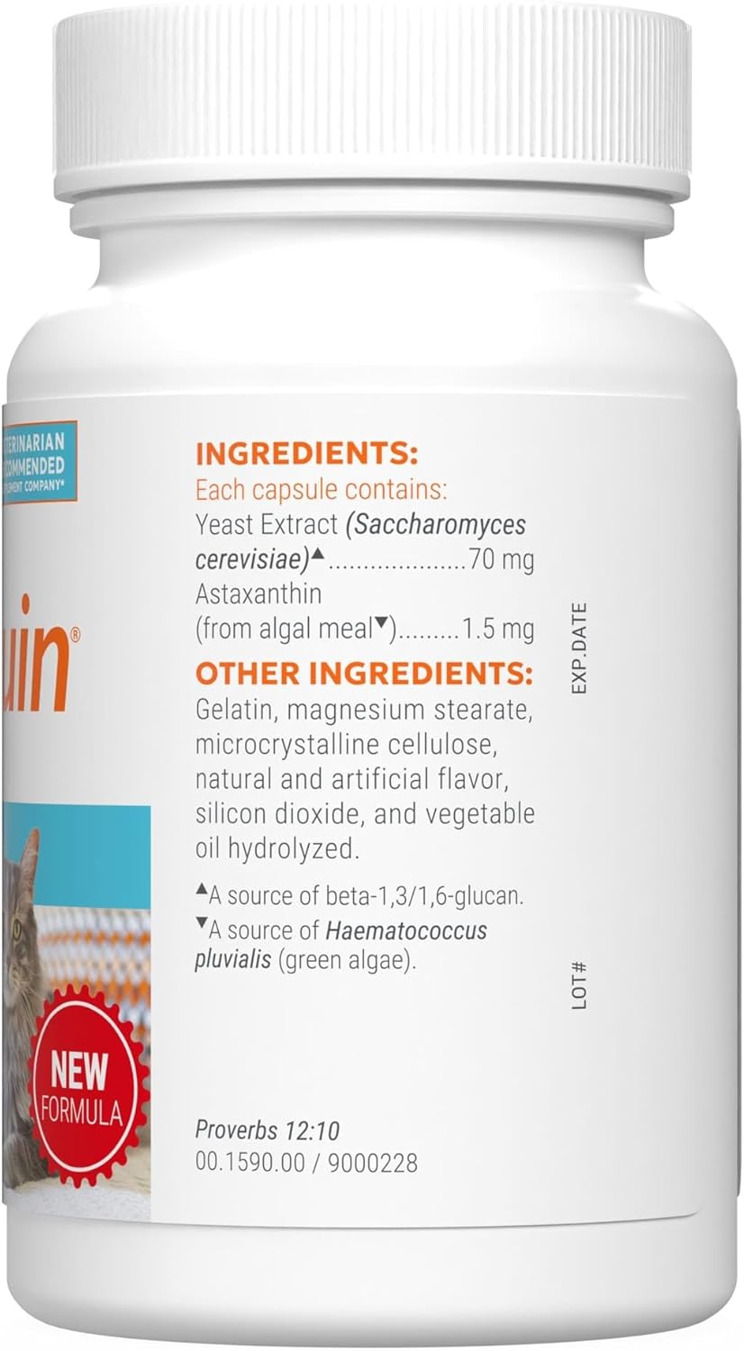 Imuquin Immune Health Supplement Powder for Cats, with Beta Glucans, with Astaxanthin, 30 Sprinkle Capsules