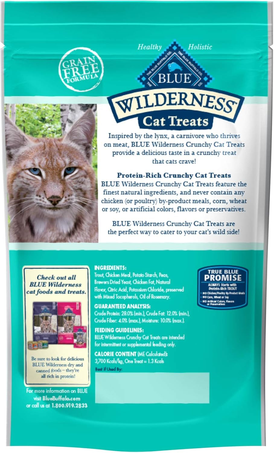 Wilderness High Protein Crunchy Cat Treats, Made with Natural Ingredients, Tasty Trout, 2-Oz Bag (Pack of 12)