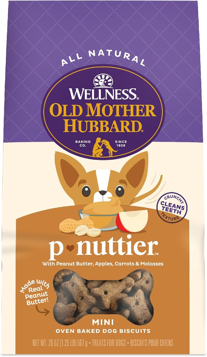 Wellness P-Nuttier Dog Biscuits, Natural, Training Treats, Peanut Butter Flavor, Mini Size, (20 Ounce Bag)