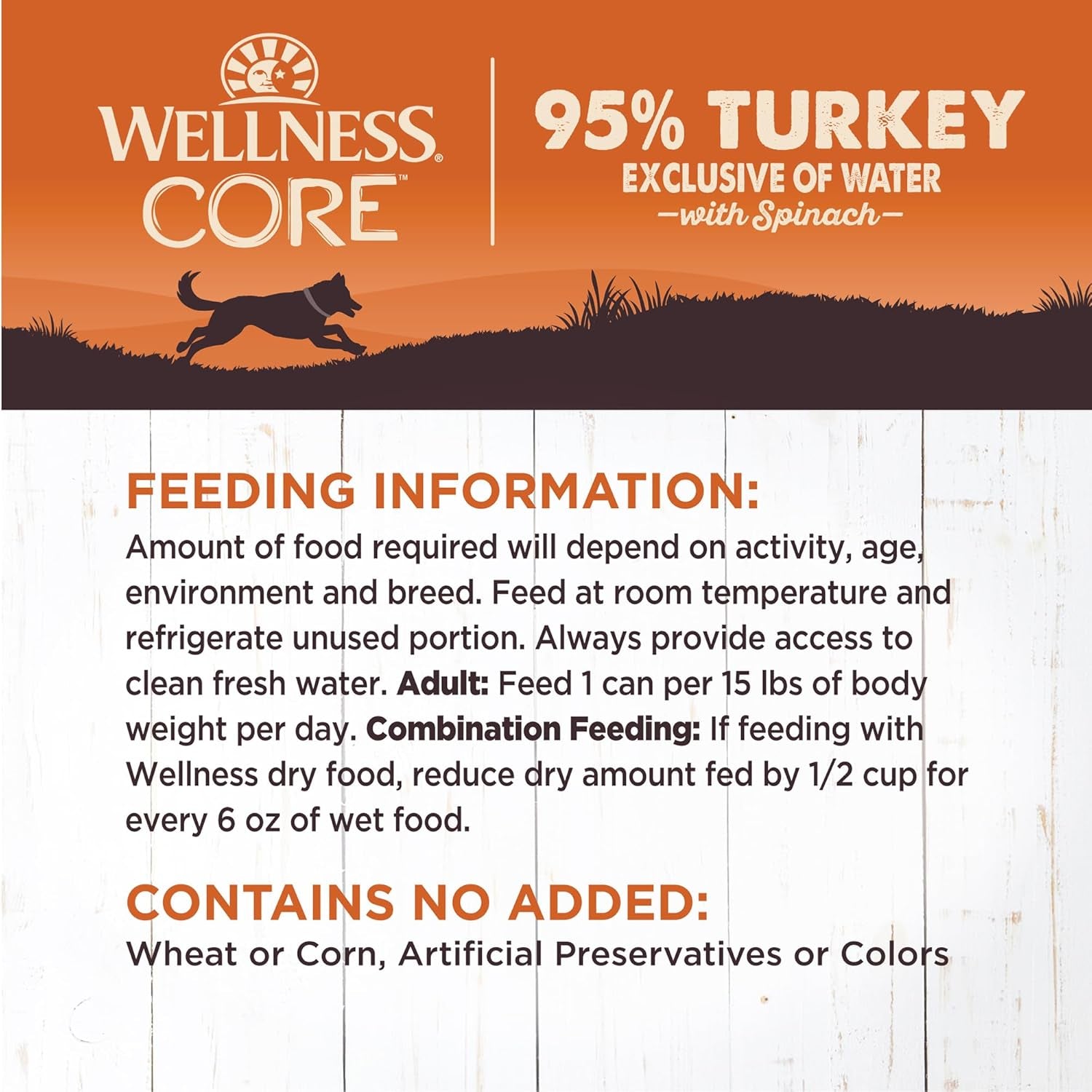 CORE 95% Natural Wet Grain Free Canned Dog Food, Turkey & Spinach,12.5-Ounce Can (Pack of 12)