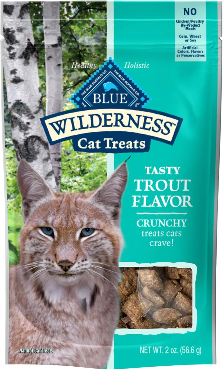 Wilderness High Protein Crunchy Cat Treats, Made with Natural Ingredients, Tasty Trout, 2-Oz Bag (Pack of 12)