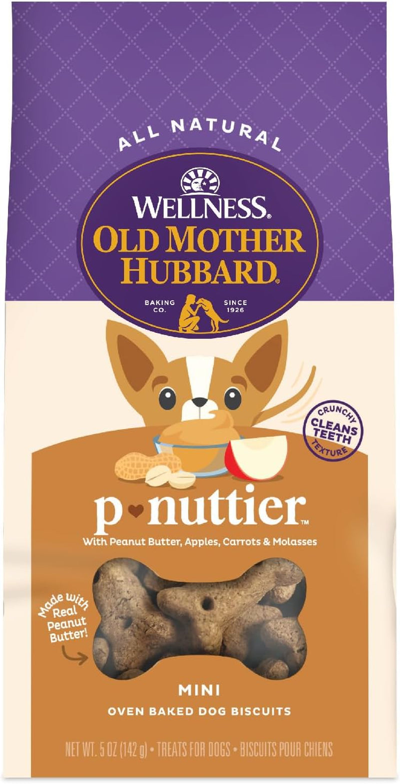 Wellness P-Nuttier Dog Biscuits, Natural, Training Treats, Peanut Butter Flavor, Mini Size, (5 Ounce Bag)