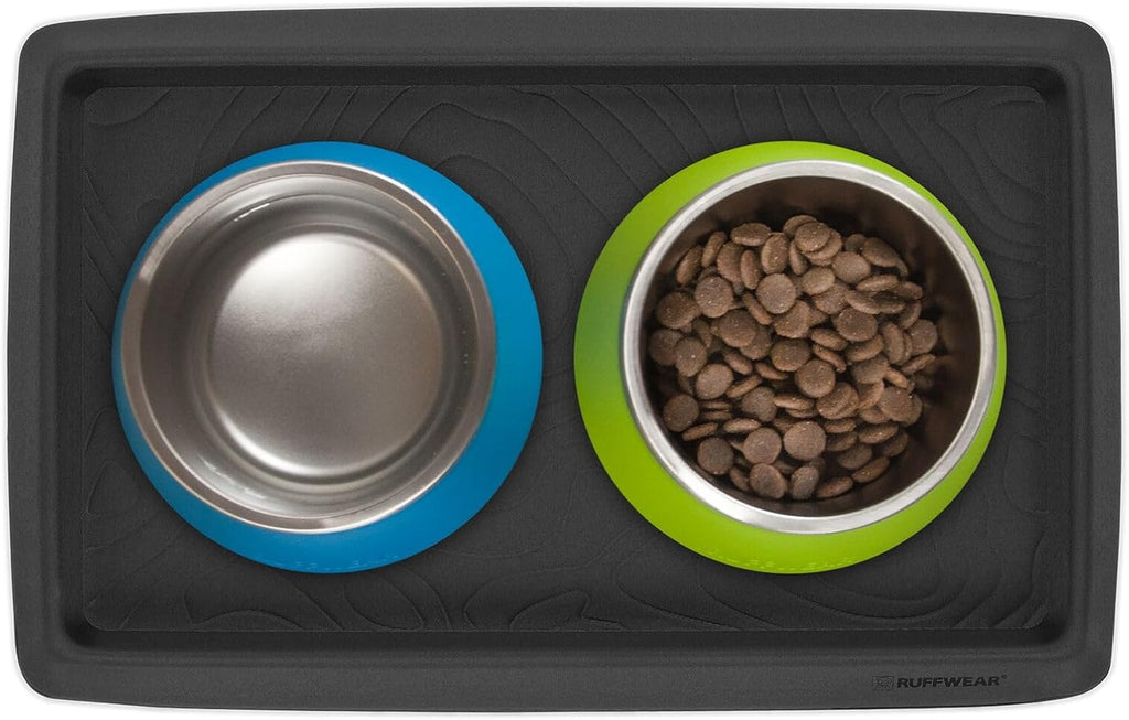 , Basecamp Dog Food Mat – Waterproof, Non-Slip Grip, Adventure-Ready Dog Mat for Food & Water, Fits 2 Bowls, Easy-To-Clean Silicone for Messy Drinkers & Floor Protection, Basalt Gray