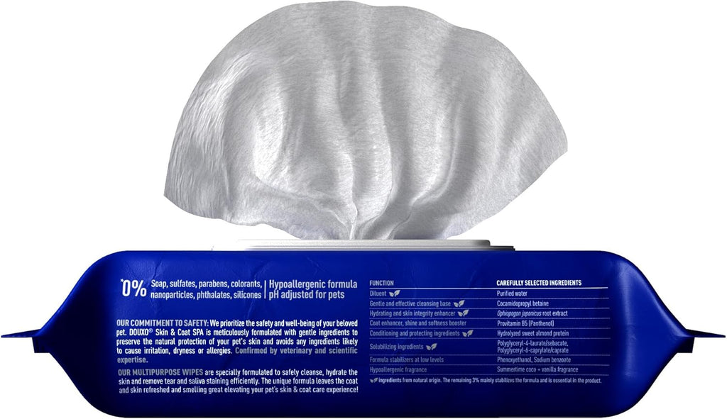 ® Skin & Coat SPA - Ultra-Safe Multipurpose Wipes for Dogs and Cats, 100 Wipes, Gently Removes Tear and Saliva Stains, Leaves the Coat and Skin Refreshed and Smelling Great, Skin-Friendly Formula